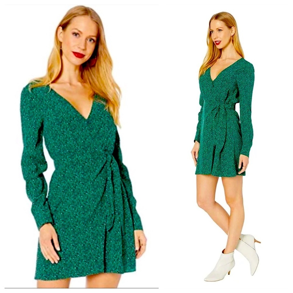 NWT SANCTUARY Green Leopard Wrap Dress, size 2 - Picture 9 of 9